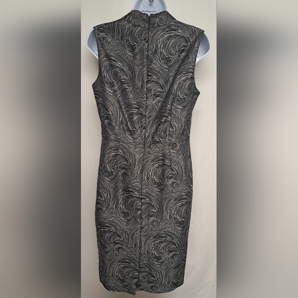 Nipon Boutique 4 Sheath Shift Black Silver Metallic Dress Lined Like New - Picture 4 of 8